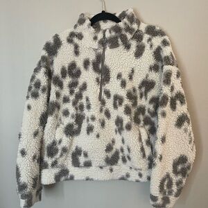 Cozy Gray and White Sherpa Pullover